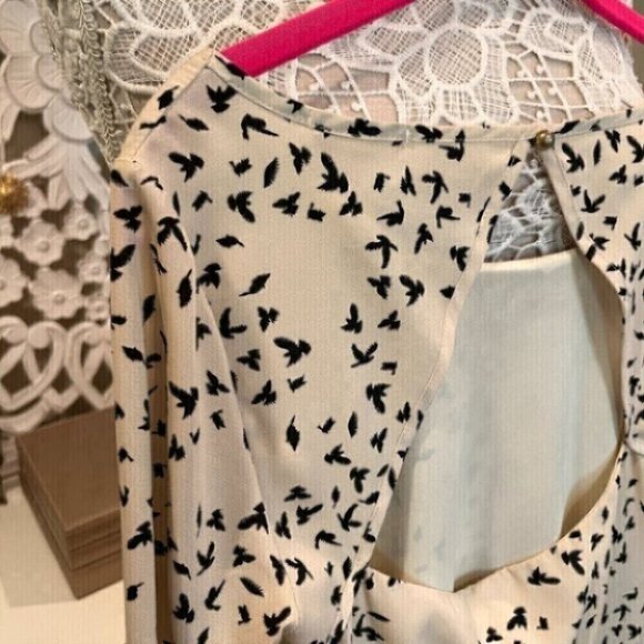 Everly black bird print dress - Picture 5 of 8